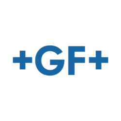 Georg Fischer (+GF+) logo – global manufacturer of plastic and metal piping systems and valves supplied by T Brighton Valves.