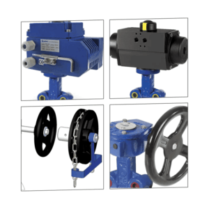 Lugged butterfly valve with electric actuator, pneumatic actuator, chainwheel and gearbox operation options